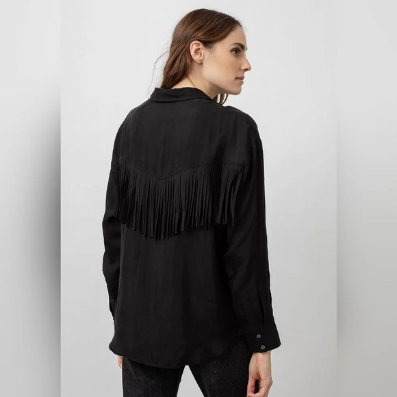 Rails Dallas Fringe Rodeo Button Down in Black Size Medium Women's - Picture 2 of 7
